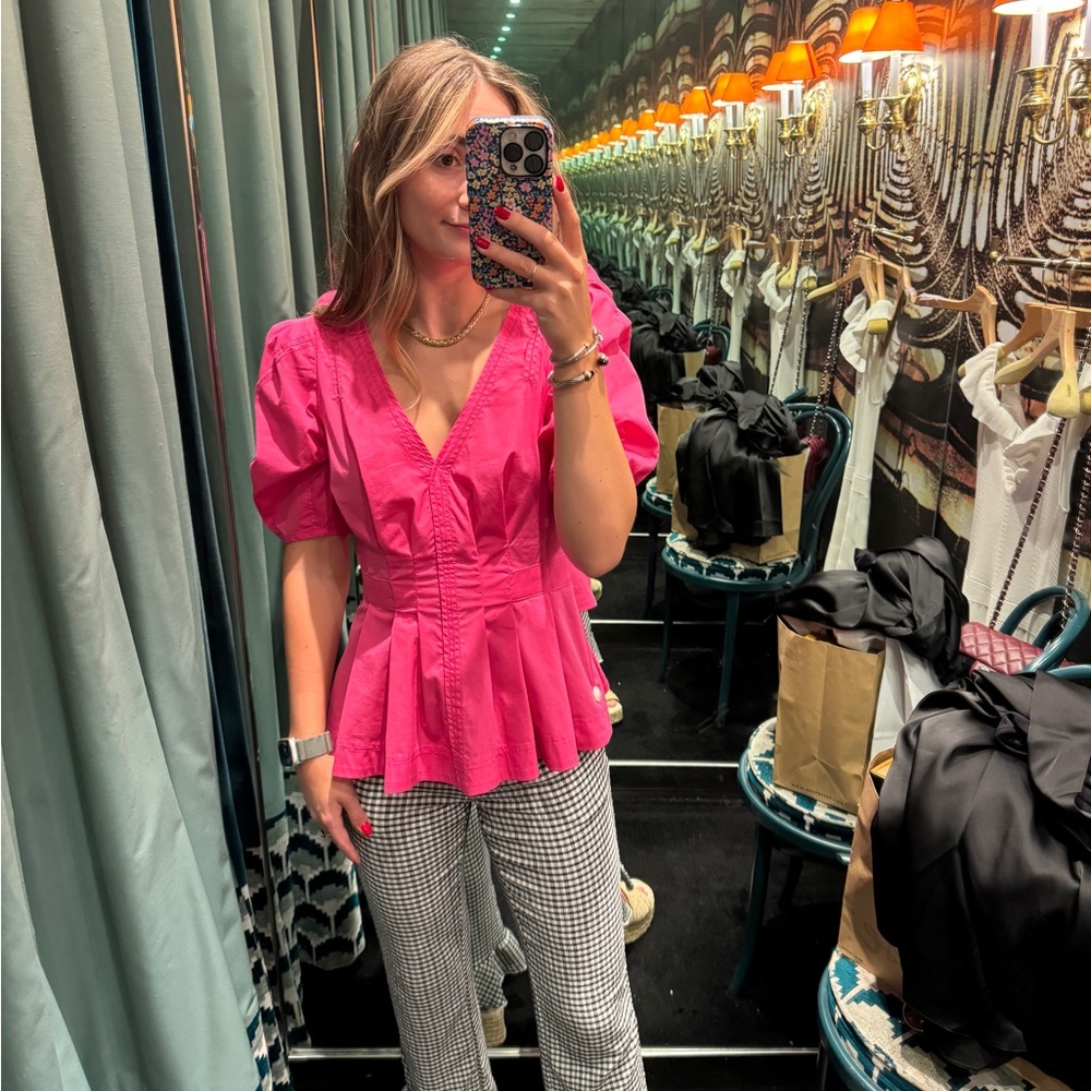 Ted Baker Pink puff sleeve blouse
